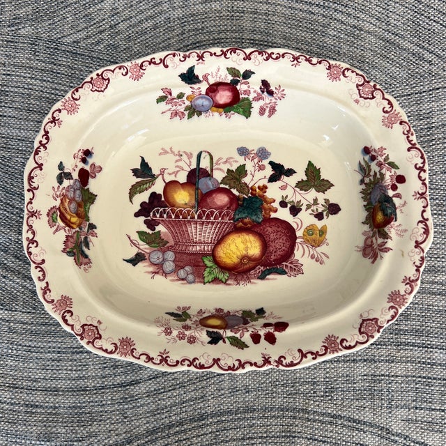 English Antique English Masons Antique Fruit Basket Serving Bowl For Sale - Image 3 of 5
