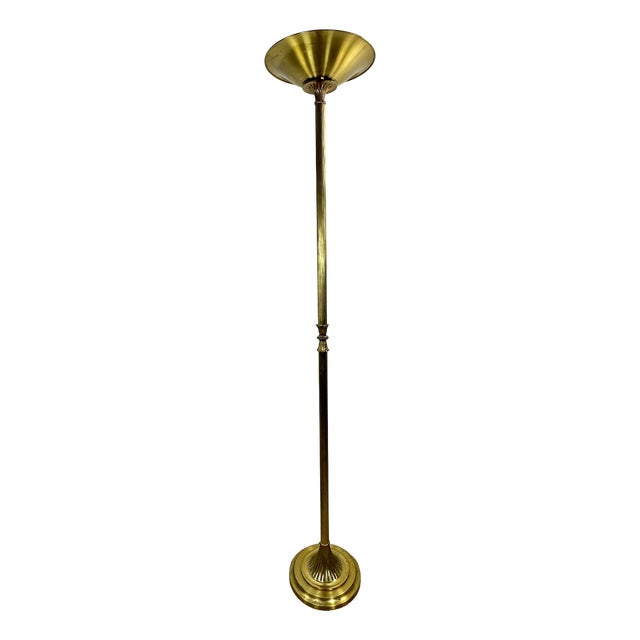 Halogen Floor Lamp in Gold-Plated Brass from Gault, 1980s For Sale