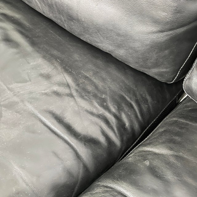 Italian Modern Black Leather Sofa by Antonio Citterio and Paolo Nava for B&B Italia, 1980s For Sale - Image 12 of 18