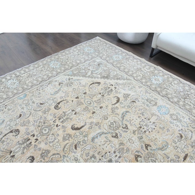 Textile 1970s Vintage Persian Handmade Wool Cotton Light Brown Area Rug For Sale - Image 7 of 11