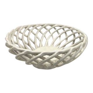 Mid Century Lattice Ceramic Bowl For Sale