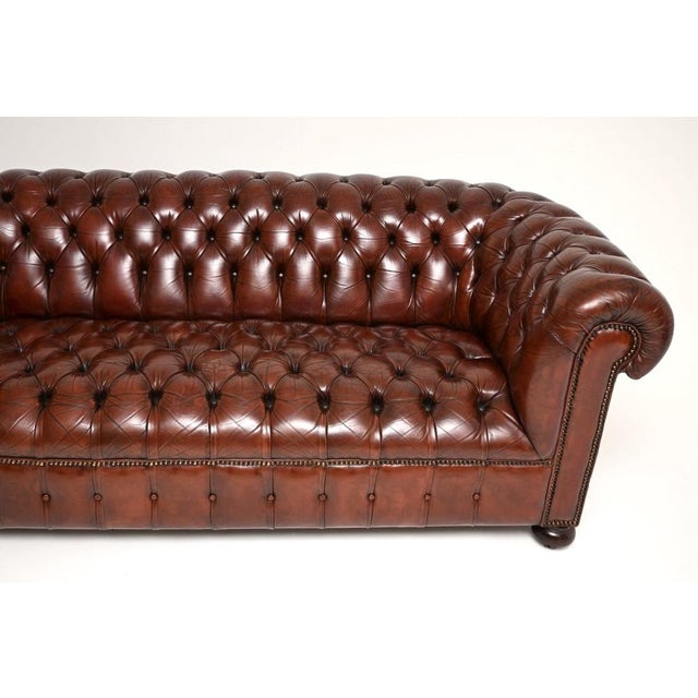 Antique Deep Buttoned Leather Chesterfield Sofa, 1950 For Sale - Image 6 of 11