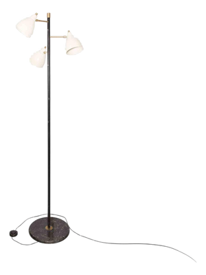 Vintage Floor Lamp in Metal and Brass with Black Marble Base, Italy, 1950s