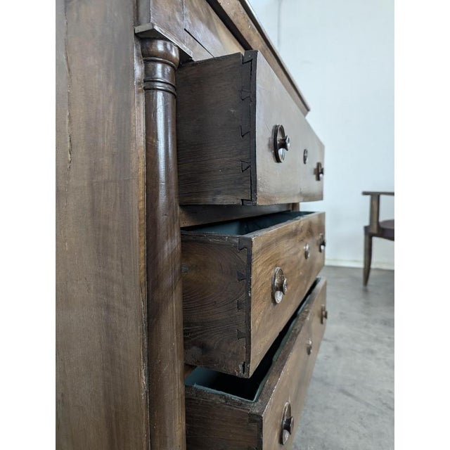 Empire Style Walnut Chest of Drawers with Detached Columns For Sale - Image 4 of 10