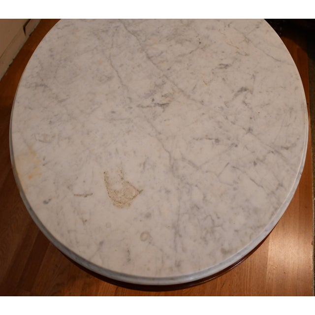 1880s Antique Victorian Renaissance Revival Walnut & Marble Top Center Table For Sale - Image 4 of 18
