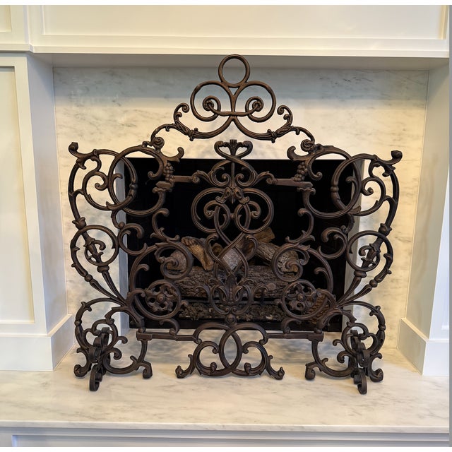 Rococo Cast Iron Scroll Fireplace Screen For Sale - Image 3 of 14