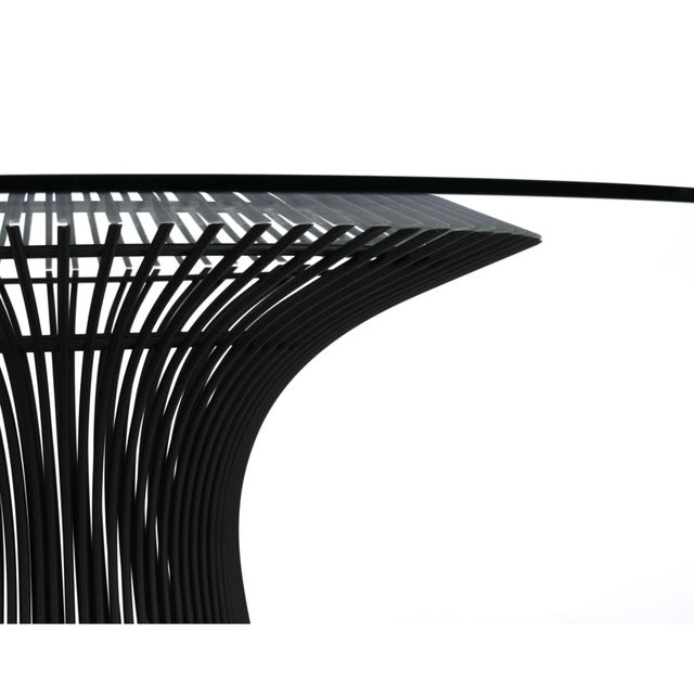 Warren Platner for Knoll (attributed) 54" round glass dining table. The sculptural steel base has that classic Platner...