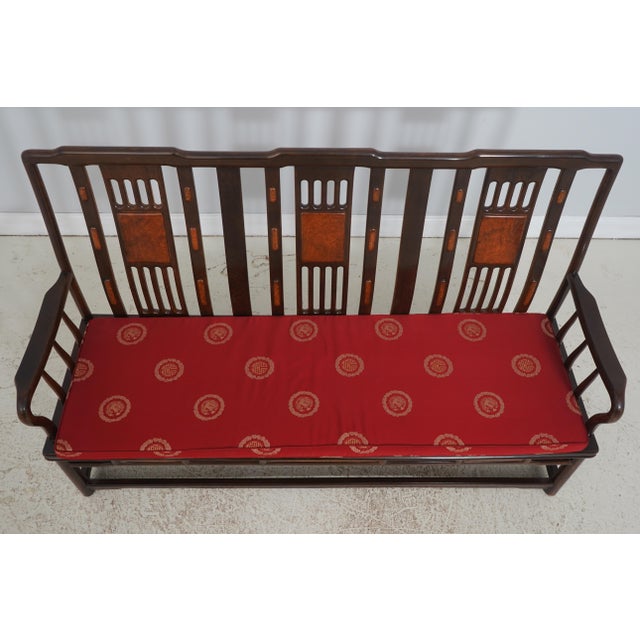 Chinese Vintage Chinese Rosewood Triple Back Settee Bench For Sale - Image 3 of 18