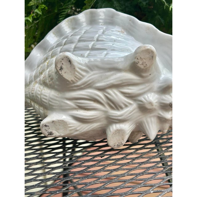 Vintage White Ceramic Conch Shell Planter For Sale - Image 9 of 10