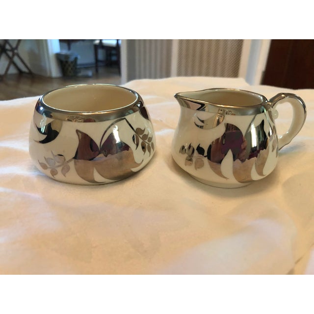 English 1940’s Sandland Lusterware Stackable Creamer and Sugar Set- 2 Pieces For Sale - Image 3 of 7