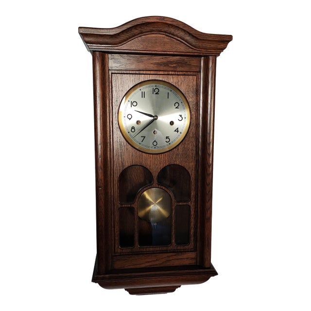 Westminster Chime German Wall Clock by Jauch, Mechanical, West Germany, 1960s For Sale