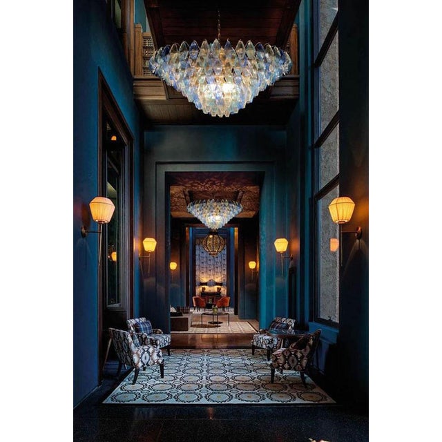 Sapphire Colored Murano Glass Poliedri Chandelier For Sale - Image 10 of 15
