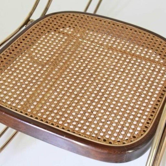 Mid-Century Modern Brass and Wicker Rocking Chair, 1970s For Sale - Image 11 of 13