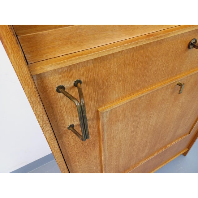 Tan Vintage Oak Bookcase with Side Table, 1960s For Sale - Image 8 of 18