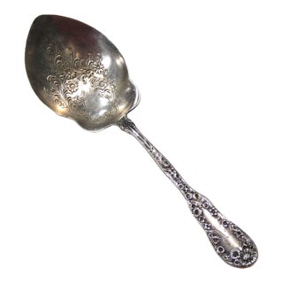Antique Sterling Silver Serving Spoon by J W Mealy For Sale