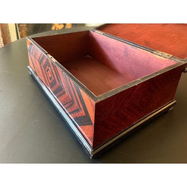 19th C. English Marquetry Specimen Wood Writing Box For Sale - Image 11 of 12