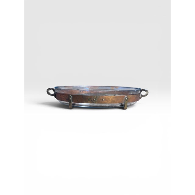 Pyrex 1960s Swedish Nilsjohan Copper & Pyrex Serving Tray For Sale - Image 4 of 12