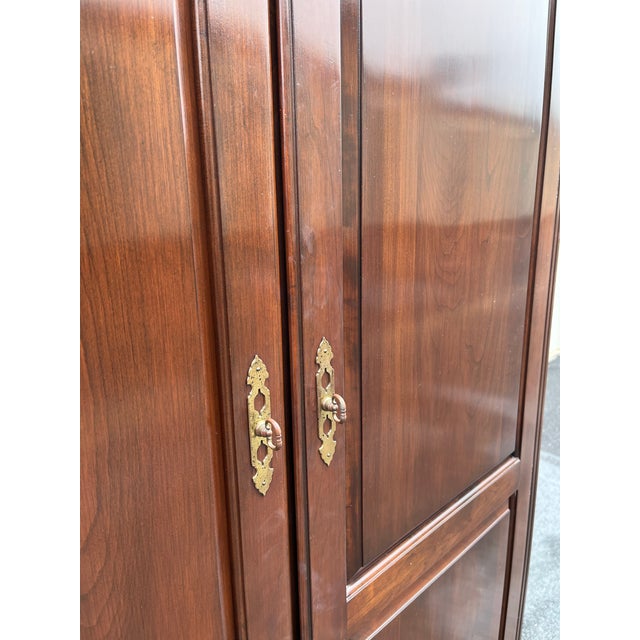 1980s Ethan Allen Georgian Court Cherry Bedroom Clothing Armoire Wardobe For Sale - Image 6 of 12
