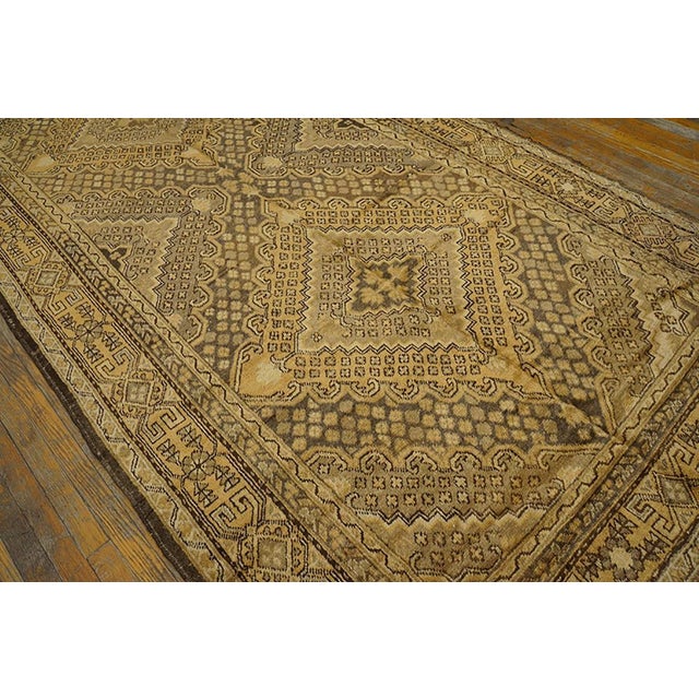 Chinese 1930s Tan Camel Medallion Antique Chinese Khotan Rug 5'8" X 11'6" Handknotted Wool Carpet For Sale - Image 3 of 7