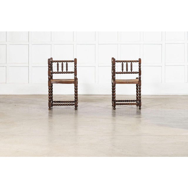 English Beech Bobbin Corner Chairs, 1880, Set of 2 For Sale - Image 10 of 14