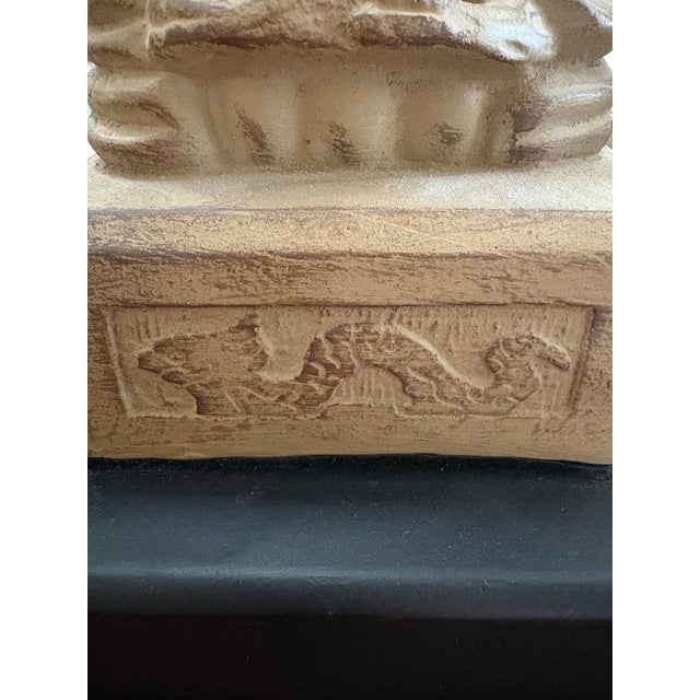 Ceramic Vintage Chinoiserie Laughing Buddha Bookends For Sale - Image 7 of 11