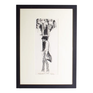 1969 Charcoal Figure Drawing by James L. Bruch For Sale