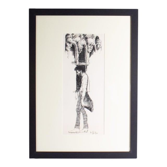 1969 Charcoal Figure Drawing by James L. Bruch For Sale