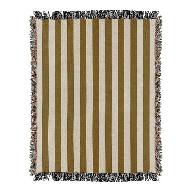 Woven Throw Blanket - Mustard Stripes For Sale