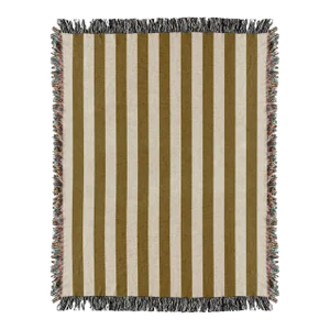 Woven Throw Blanket - Mustard Stripes