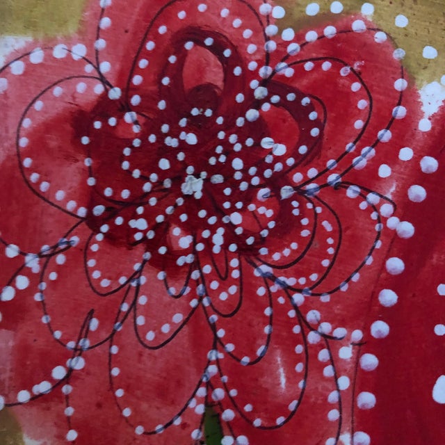 2010s Contemporary Original Painting, Oil on Paper by Cassandra Auker, “Flower Burst With Red and White” For Sale - Image 5 of 6