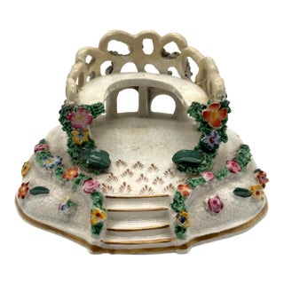 19th-Century Staffordshire Porcelain Floral Garden Bower With Gilt Steps For Sale