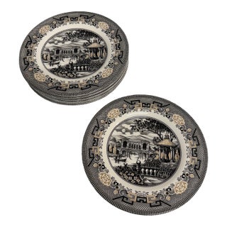 Royal Stafford Willow Black & Gold Salad Plates - 4 Pieces For Sale