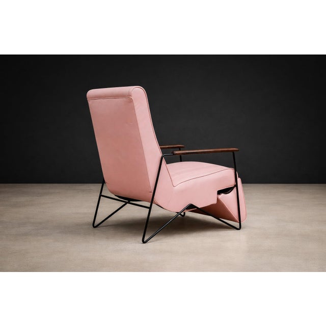 Brazilian Modern Reclining Chair in Metal, Hardwood & Leather, Ernesto Hauner, 1960s For Sale - Image 15 of 15