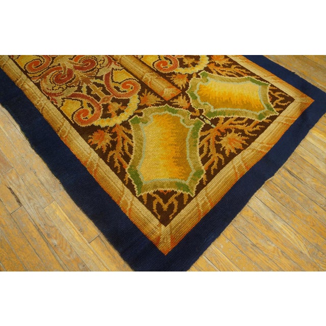 Antique English Axminster Rug European Design in Gold Background Color For Sale - Image 12 of 12