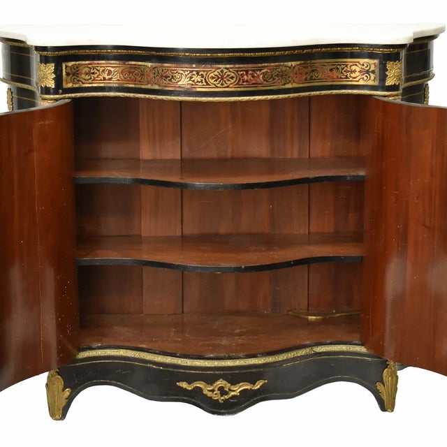 Antique French Style Marble Top Two Door Cupboard For Sale - Image 4 of 9