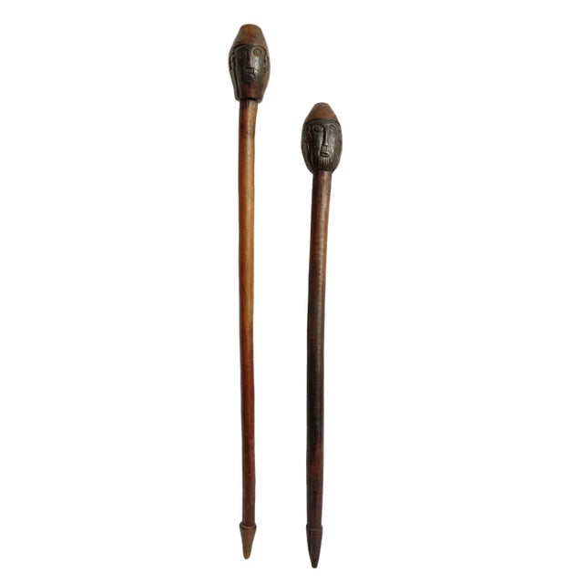 Brown Antique Pair of Ethiopian Tribal Wood Clubs For Sale - Image 8 of 8