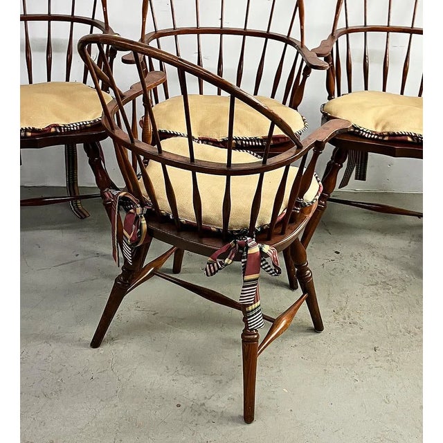 Wood 1950s Custom Kitchen Windsor Armchairs With Cushions, English Style- Set of 4 For Sale - Image 7 of 9