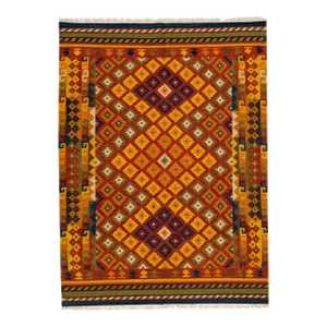 2020s Modern Kilim Handmade Multicolor Geometric Wool Rug