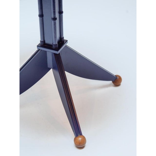 Blue Postmodern Navy Blue Lacquered Wood Pedestal Side Table, 1980s For Sale - Image 8 of 14