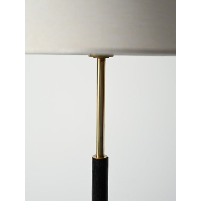 Scandinavian Floor Lamp in Black Wood and Brass, 1950s For Sale - Image 9 of 12