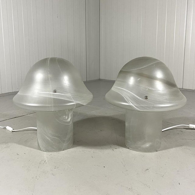 Gray Vintage Glass Mushroom Table Lamps from Peill & Putzler, 1970s, Set of 2 For Sale - Image 8 of 18