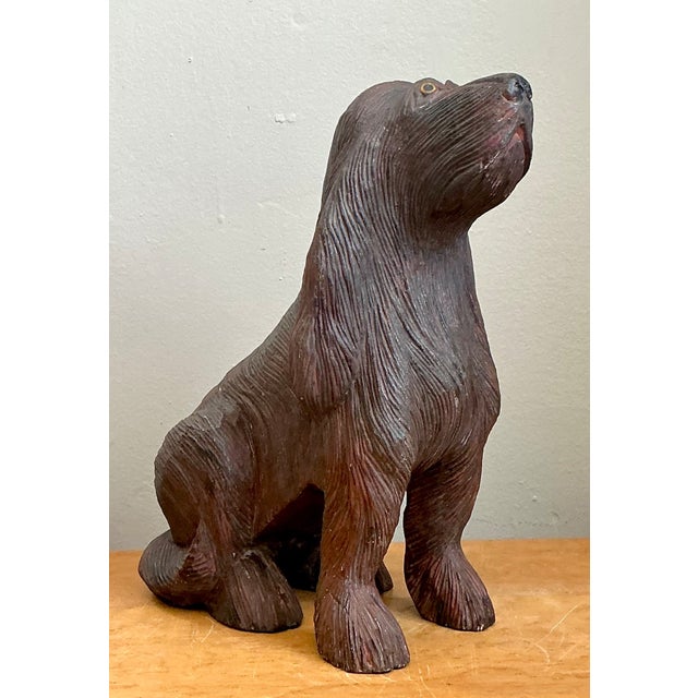 Wood Vintage Carved Wood Dog Sculpture For Sale - Image 7 of 16