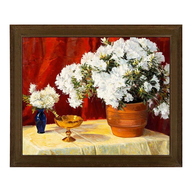 Late 20th Century Still Life with White Azaleas, Clyde Aspevig For Sale
