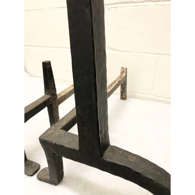 Antique Gustav Stickley Model #237 Black Wrought Iron Craftsman Andirons- a Pair For Sale - Image 11 of 12