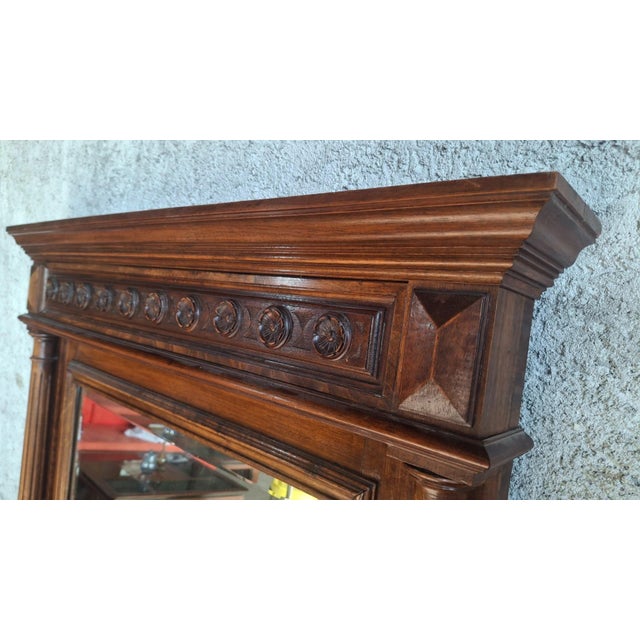 Large 19th Century Louis XVI Carved Wooden Trumeau Mirror For Sale - Image 6 of 12