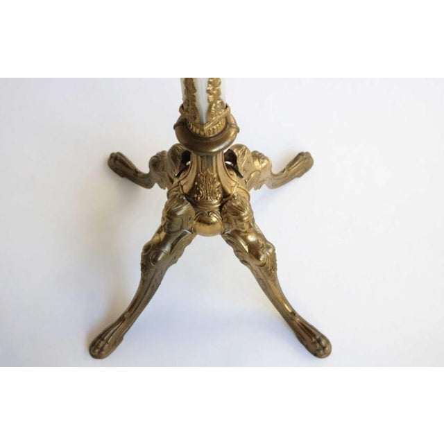 Italian Ornate Antique Brass & Onyx Square Marble Coat Hat Rack Hall Tree Stand For Sale - Image 11 of 14