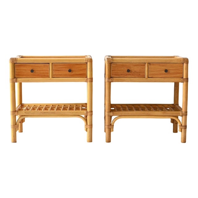 Vintage Bamboo Bedside Tables, 1960s, Set of 2 For Sale