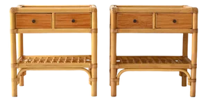 Vintage Bamboo Bedside Tables, 1960s, Set of 2