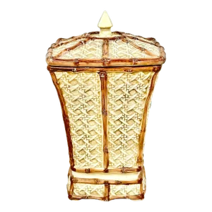 Vintage Faux Bamboo Lidded Container