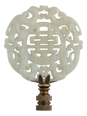 Chinese Double Happiness Symbol Lamp Finial on Bronze Hardware